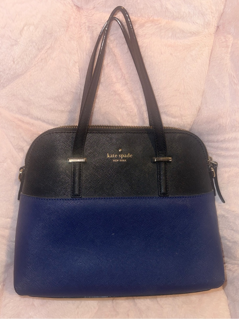Kate Spade Black and Navy Dome Satchel - Used Good Condition
